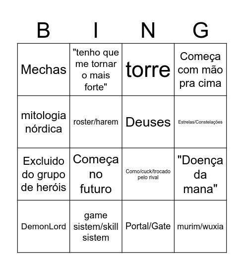 MANWHA Bingo Card