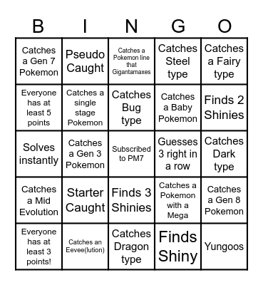 PM7 Word Puzzle Bingo Card