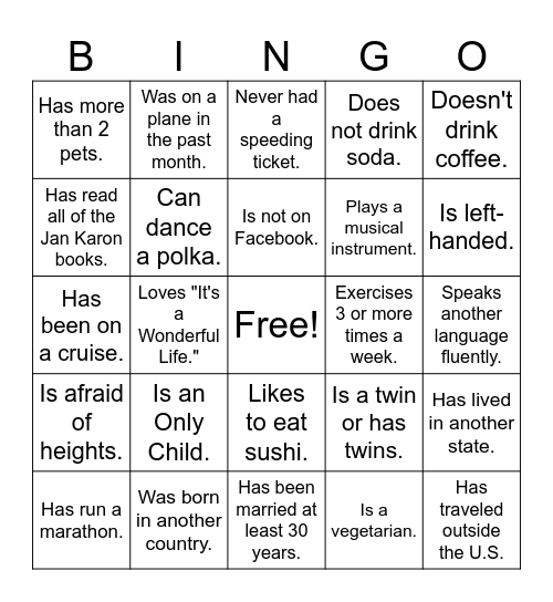 Leader Bingo Card