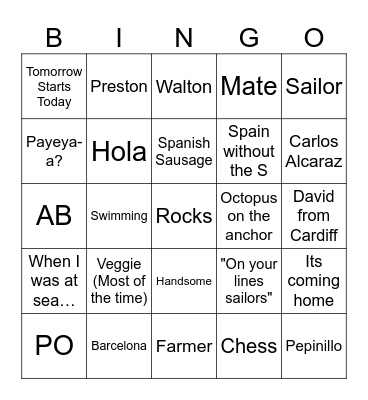 David Fernandez Memorial Round Bingo Card