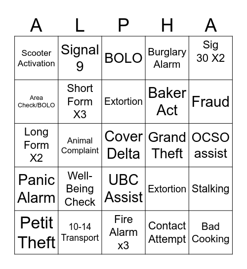FALL 2026 BINGO!!! Bingo Card