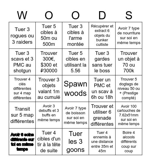 Promenons nous dans les bois Bingo Card