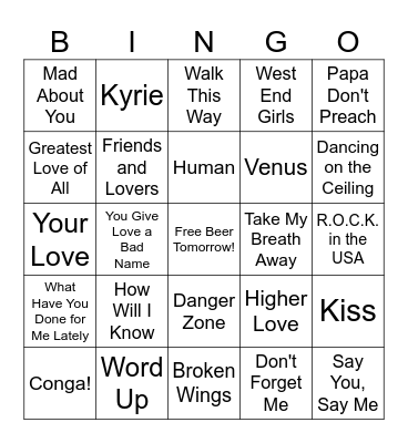 z1986 Bingo Card
