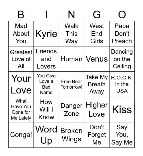 z1986 Bingo Card