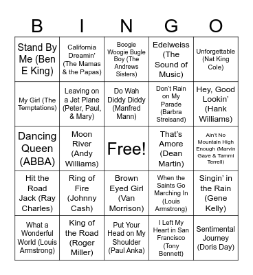 Musical BINGO Card
