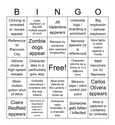 Resident B-EEngo Bingo Card