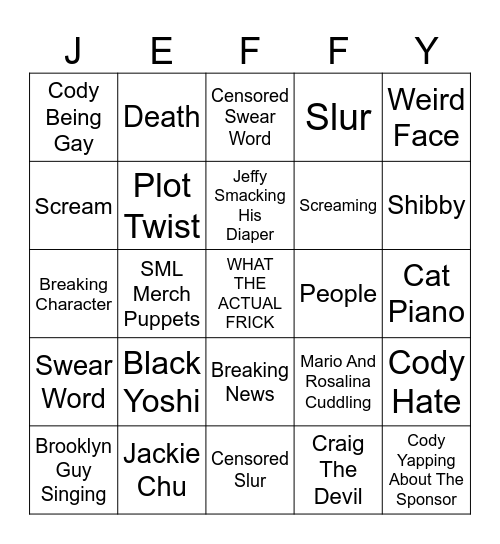 SML Bingo Card