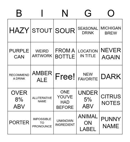 BREWSOLOGY Bingo Card