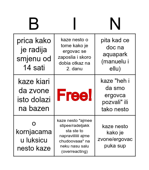 BINGO Card