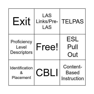 LPAC Framework Bingo Card