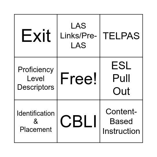 LPAC Framework Bingo Card