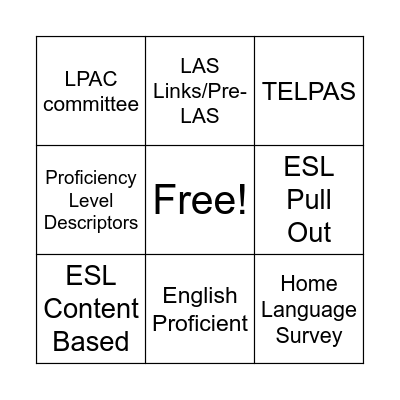 LPAC Framework Bingo Card