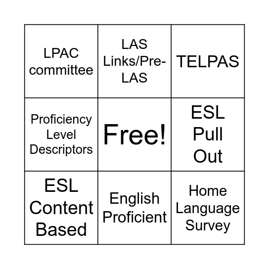 LPAC Framework Bingo Card