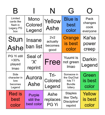 Legacy Bingo lmao Bingo Card