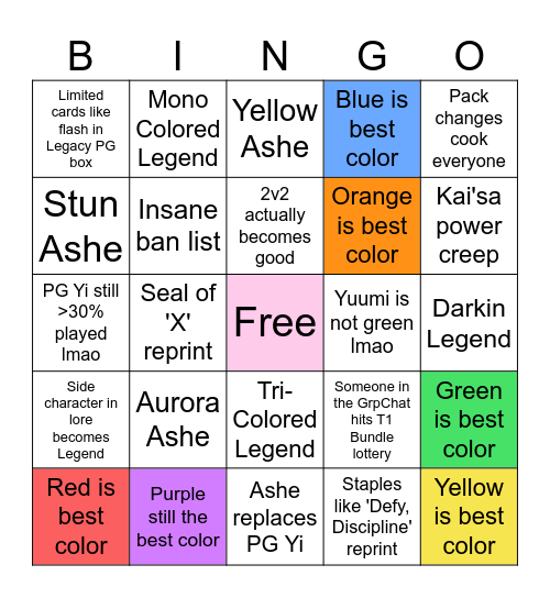 Legacy Bingo lmao Bingo Card