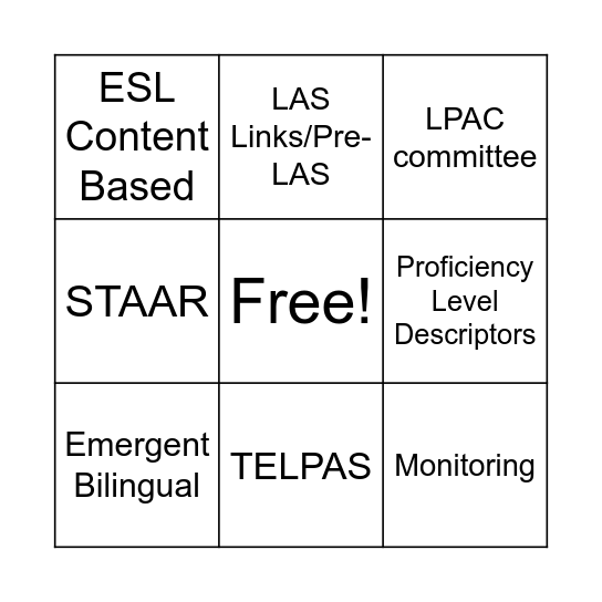 LPAC Framework Bingo Card