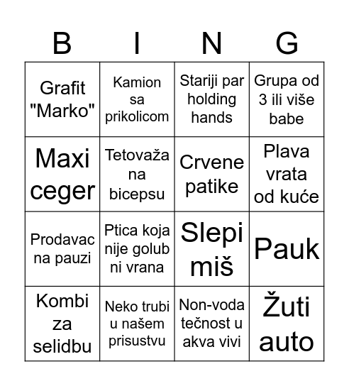 Miringo Bingo Card