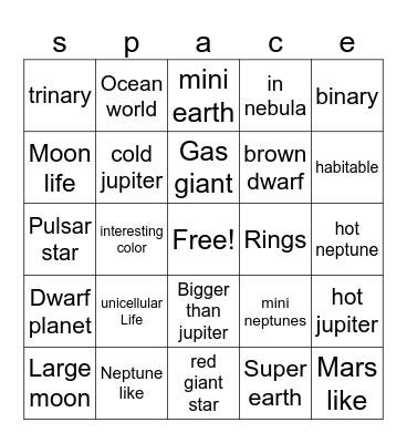 space engine Bingo Card
