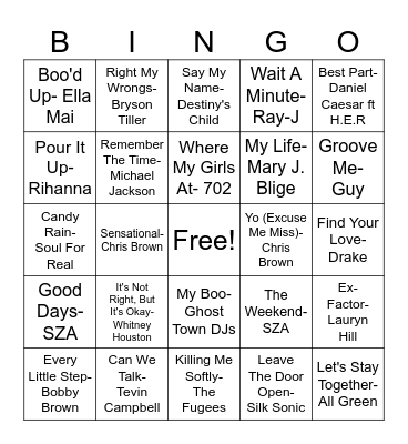 Musical Bingo Card