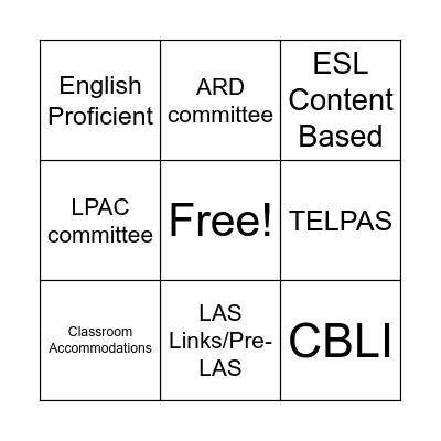 LPAC Framework Bingo Card