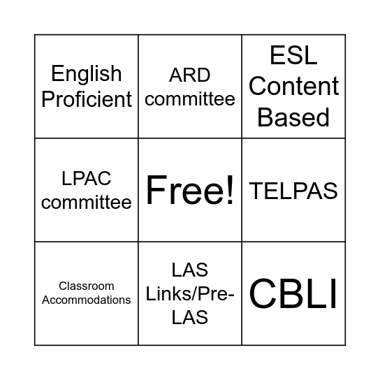 LPAC Framework Bingo Card