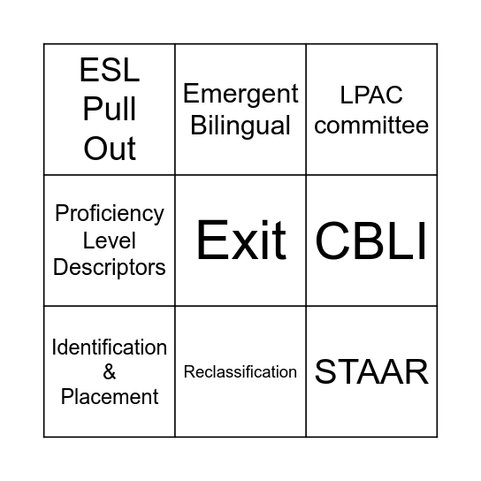 LPAC Framework Bingo Card