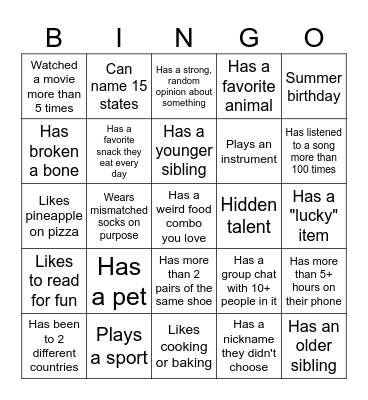 STS Icebreaker Bingo Card