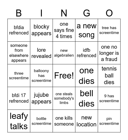 tpot 24 bingo Card
