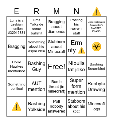 Dr. Crimson Bingo Card