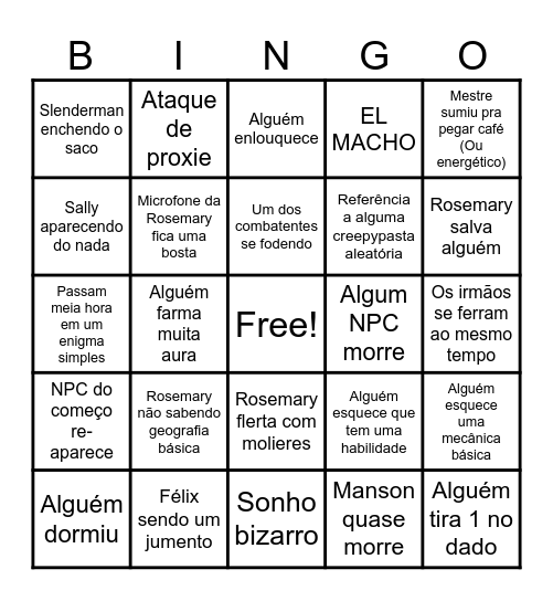 Sessão média de In The Woods Bingo Card