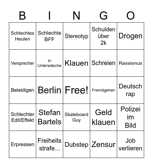 Hilf Mir Bingo Card