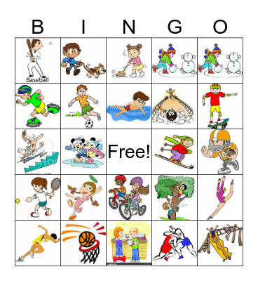 Physical Activity Bingo Card