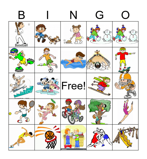 Physical Activity Bingo Card