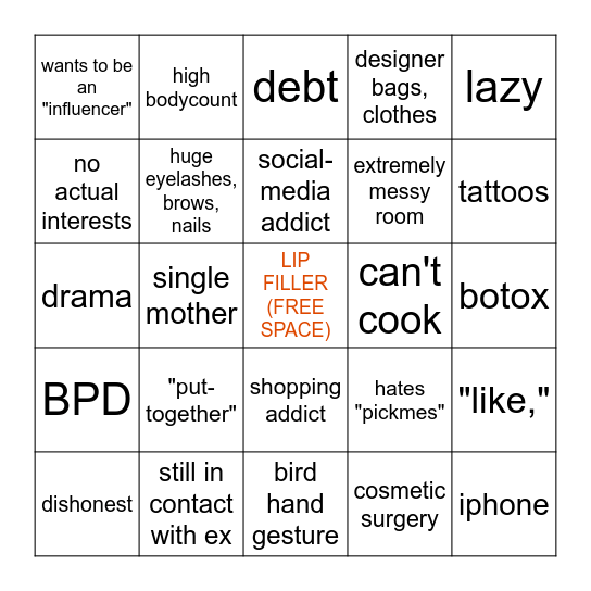 Red Flag Bingo Card