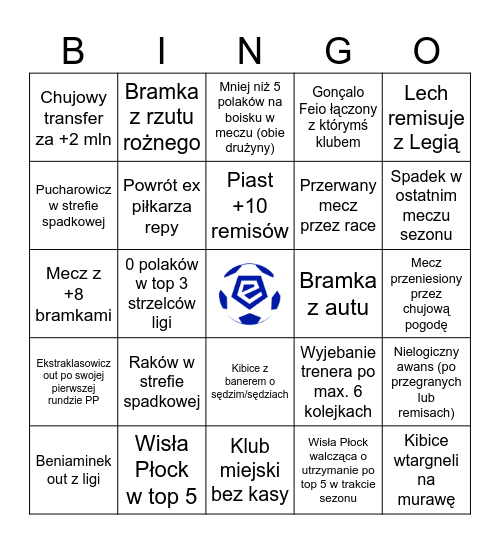 Ekstraklasa Bingo Card