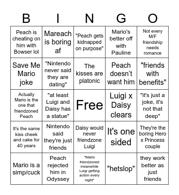 MarioxPeach discourse Bingo Card