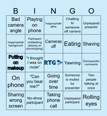 Meeting Bad Habits Bingo Card