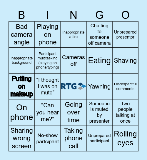 Meeting Bad Habits Bingo Card