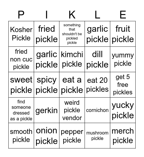 Pickle Fest 2026 Bingo Card
