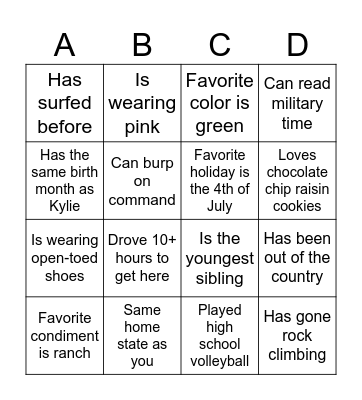 TT 17 Bingo Card