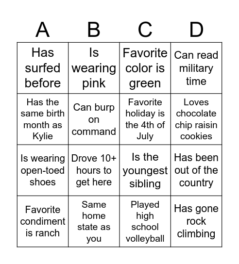 TT 17 Bingo Card