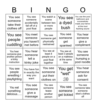 Kinky Pool Bingo Card