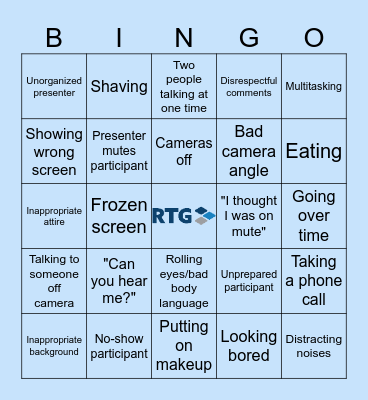 BAD HABITS BINGO Card