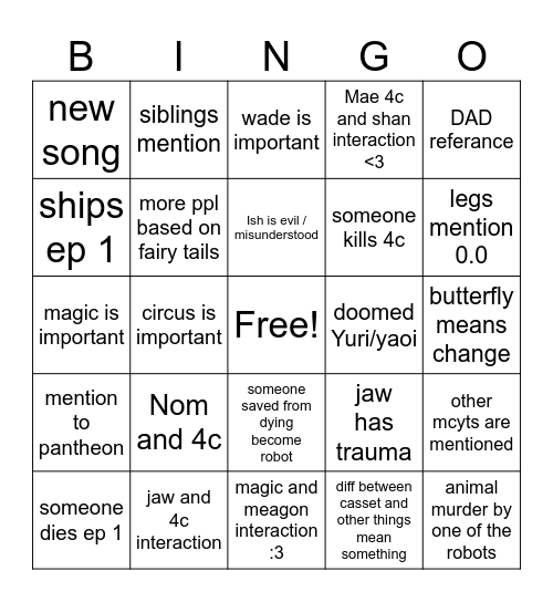 NQH Bingo Card