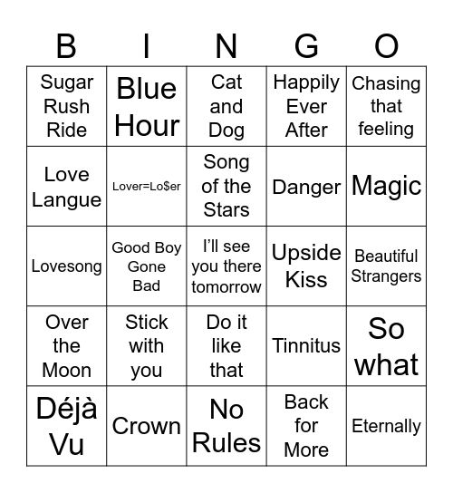Tubatu Bingo Card