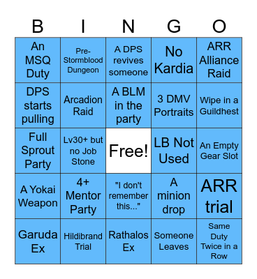 Blue Mentor Bingo Card