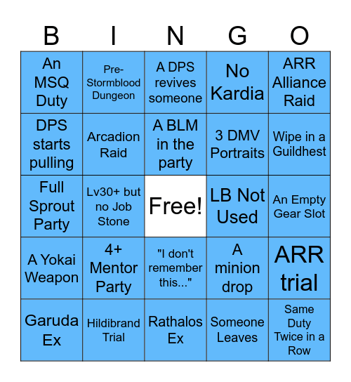 Blue Mentor Bingo Card