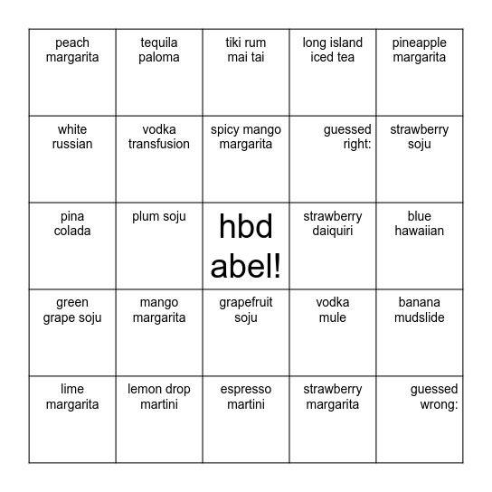 name: Bingo Card