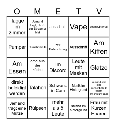 OME TV Bingo Card