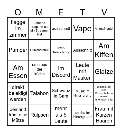 OME TV Bingo Card